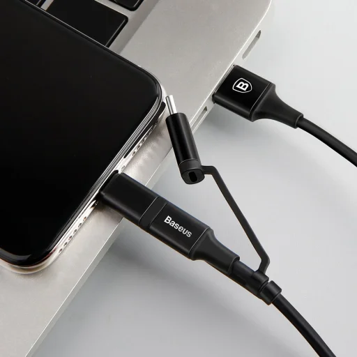 Baseus Excellent 3in1 USB - micro USB / Lightning / USB Type-C kábel 2A 1.2M fekete (CA3IN1-ZY01) - 9