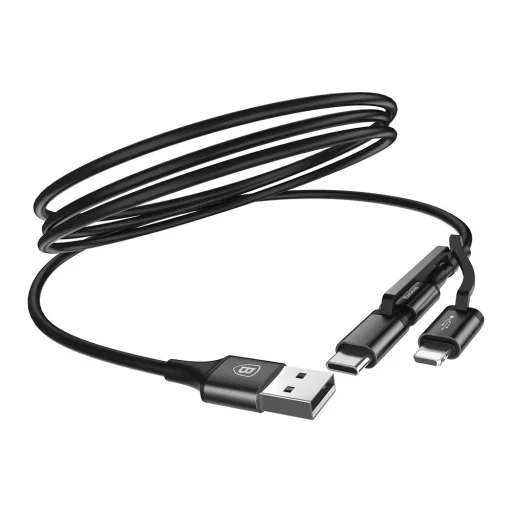Baseus Excellent 3in1 USB - micro USB / Lightning / USB Type-C kábel 2A 1.2M fekete (CA3IN1-ZY01) - 3
