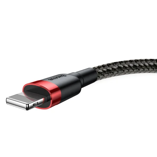 Baseus Cafule Nylon harisnyázott USB/Lightning kábel QC3.0 2.4A 0.5m fekete/piros (CATKLF-A19) - 6