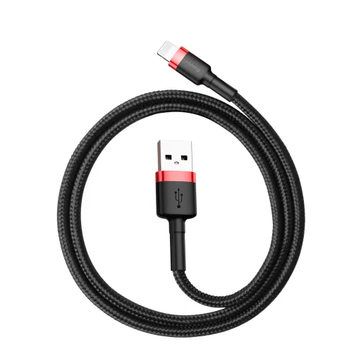 Baseus Cafule Nylon harisnyázott USB/Lightning kábel QC3.0 2.4A 0.5m fekete/piros (CATKLF-A19) - 4