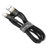 Baseus Cafule Nylon harisnyázott USB/Lightning kábel QC3.0 2A 3m fekete/arany (CALKLF-RV1) thumbnail