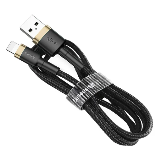 Baseus Cafule Nylon harisnyázott USB/Lightning kábel QC3.0 2A 3m fekete/arany (CALKLF-RV1) - 4
