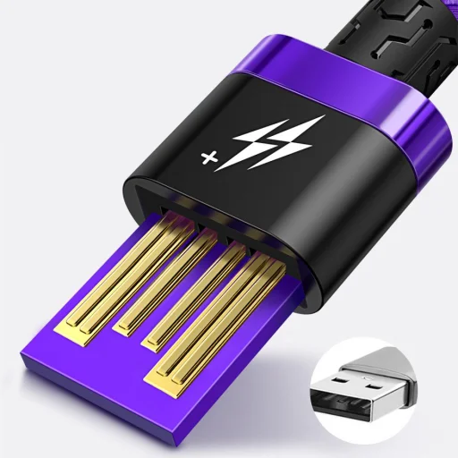 Baseus Purple Gold Red USB/ USB Type-C nylon harisnyázott kábel 40W gyorstöltési teljesítménnyel QC3.0 2m lila (CATZH-B05) - 12
