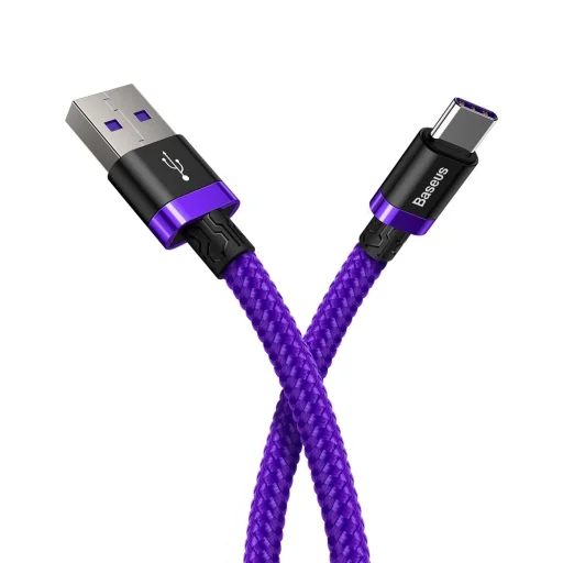 Baseus Purple Gold Red USB/ USB Type-C nylon harisnyázott kábel 40W gyorstöltési teljesítménnyel QC3.0 2m lila (CATZH-B05) - 5
