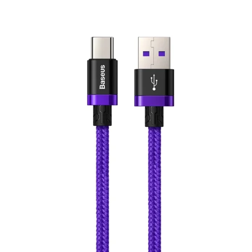 Baseus Purple Gold Red USB/ USB Type-C nylon harisnyázott kábel 40W gyorstöltési teljesítménnyel QC3.0 2m lila (CATZH-B05) - 1
