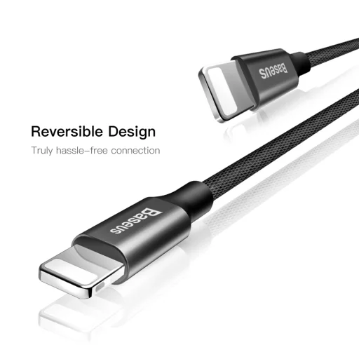 Baseus Yiven Nylon harisnyázott USB/ Lightning kábel 2A 1.8m fekete (CALYW-A01) - 6