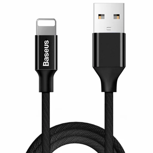 Baseus Yiven Nylon harisnyázott USB/ Lightning kábel 2A 1.8m fekete (CALYW-A01) - 1
