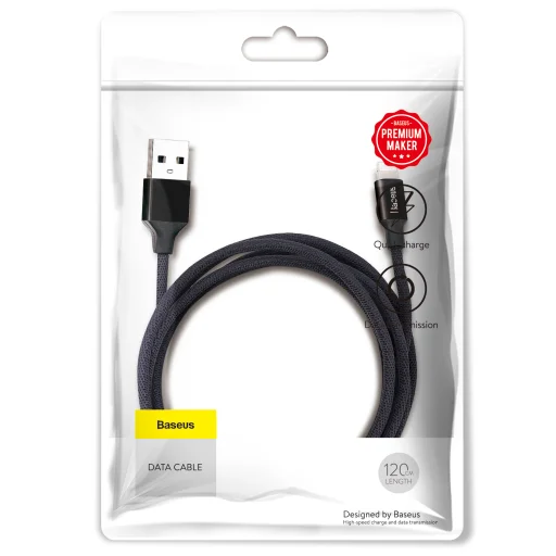 Baseus Yiven Nylon harisnyázott USB/ Lightning kábel 2A 1.2m fekete (CALYW-01) - 9