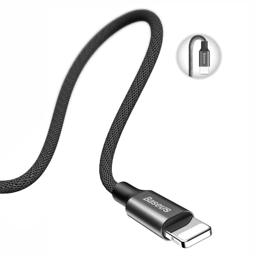 Baseus Yiven Nylon harisnyázott USB/ Lightning kábel 2A 1.2m fekete (CALYW-01) - 5