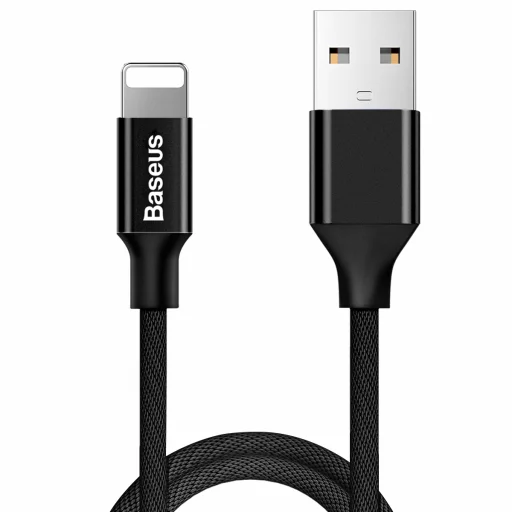 Baseus Yiven Nylon harisnyázott USB/ Lightning kábel 2A 1.2m fekete (CALYW-01) - 1