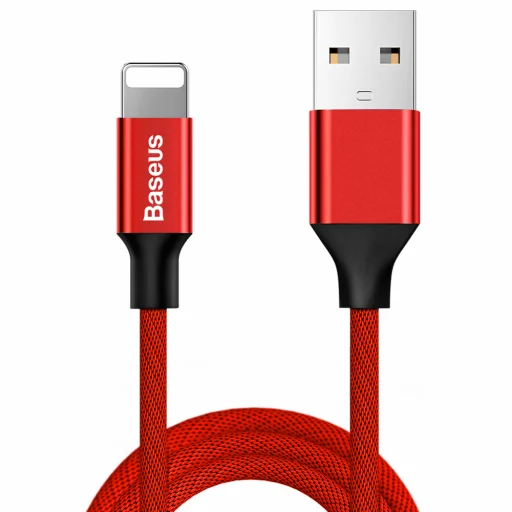 Baseus Yiven Nylon harisnyázott USB/ Lightning kábel 2A 1.8m piros (CALYW-A09) - 1
