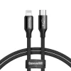 Baseus Yiven Nylon harisnyázott USB Type-C - Lightning kábel 2A 1m fekete (CATLYW-C01) thumbnail