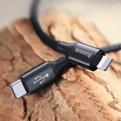 Baseus Yiven Nylon harisnyázott USB Type-C - Lightning kábel 2A 1m fekete (CATLYW-C01) - 9