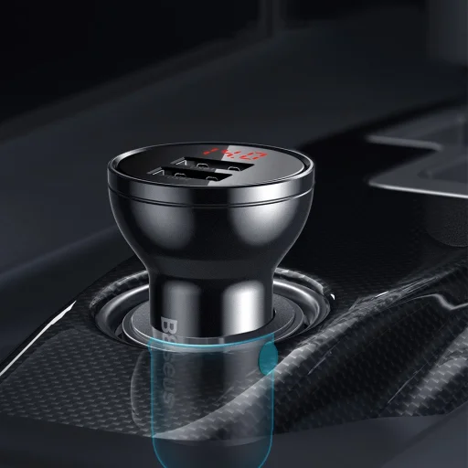 Baseus autós töltő, digitális kijelzővel 2xUSB 4.8A 24W ezüst (CCBX-0S) - 15