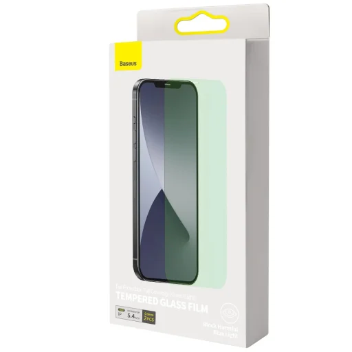 Baseus 2x 0.3mm Eye Protection Anti Blue Light kijelzővédő üvegfólia iPhone 12 Pro MAX (SGAPIPH67N-LP02) - 5