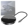 Baseus Circular Mirror vezeték nélküli 10W Qi gyorstöltő és USB HUB adapter szürke (WXJMY-0G) thumbnail