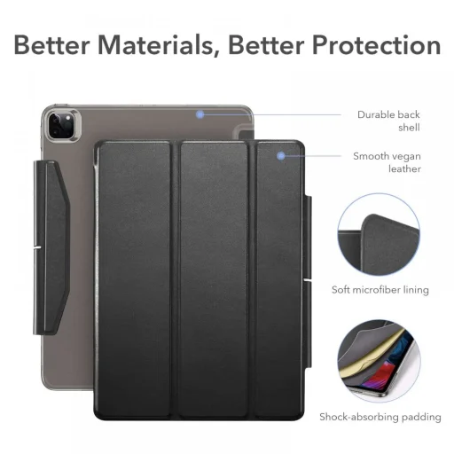 ESR Ascend Trifold + Kijelzővédő üveg IPAD PRO 12.9 2021 fekete - 3