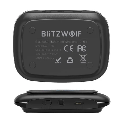 BlitzWolf BW-BR6 Bluetooth 5.0, aptX Transmitter / fogadó fekete - 2