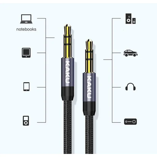 KAKU Rouya AUX 3.5mm jack audio kábel 1m fekete (KSC-389) - 3