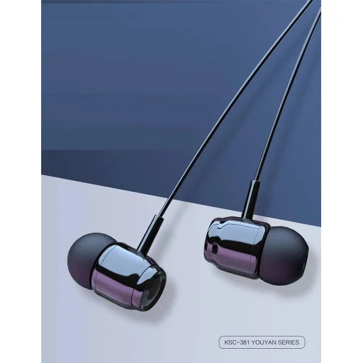 KAKU Youyan vezetékes 3.5mm fülhallgató mikrofonnal fekete (KSC-381) - 3