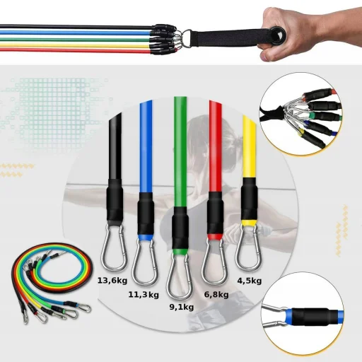 5x Otthoni edzéshez használható gumiszalag, edzőszalag hordtáskával - 3