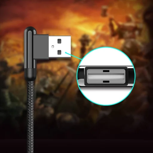KAKU Zinc Alloy USB - USB Type-C kábel 90° döntött 3.2A 1.2m fekete (KSC-125) - 6