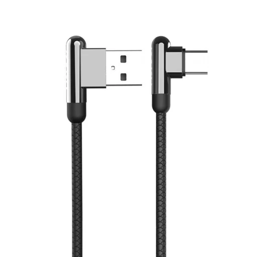 KAKU Zinc Alloy USB - USB Type-C kábel 90° döntött 3.2A 1.2m fekete (KSC-125) - 1