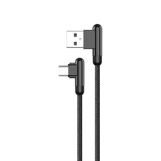 KAKU Zinc Alloy USB - USB Type-C kábel 90° döntött 3.2A 1.2m fekete (KSC-125) - 4