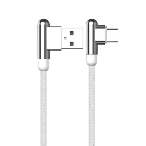 KAKU Zinc Alloy USB - USB Type-C kábel 90° döntött 3.2A 1.2m fehér (KSC-125) - 1