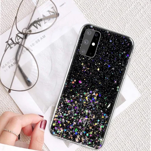 Samsung Galaxy A02s Sequins csillogó flitteres tok fekete - 4
