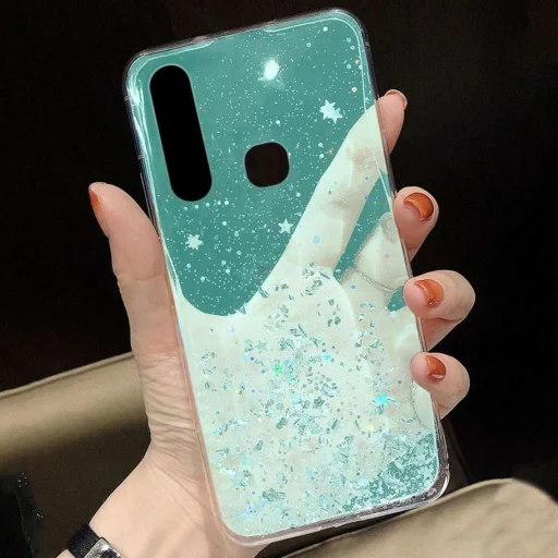 Sequins csillogó flitteres tok SAMSUNG GALAXY A02S menta - 5