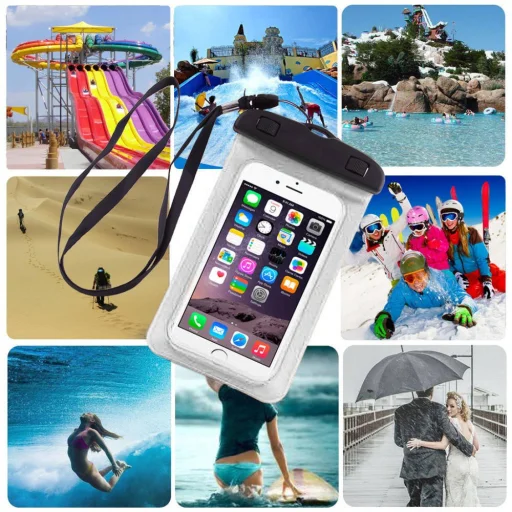 Vízálló telefontok nyakba akasztóval 6.8'' fekete - 7