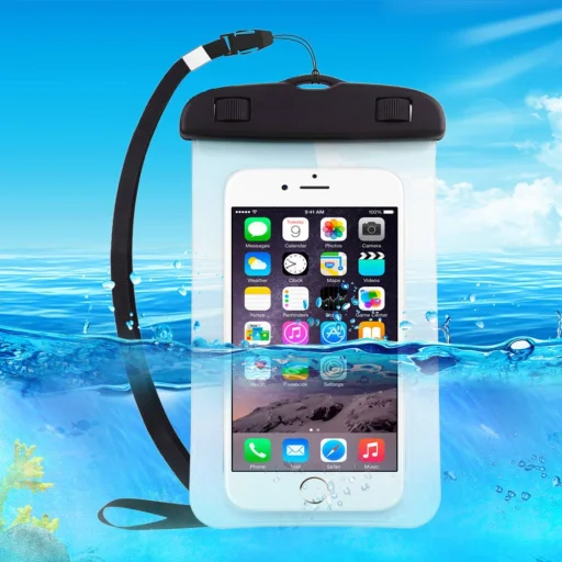 Vízálló telefontok nyakba akasztóval 6.8'' fekete - 5