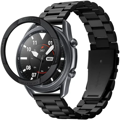 Samsung Galaxy Watch 3 45mm Spigen Chrono Shield Káva Védő Fekete (AMP02238) - 1