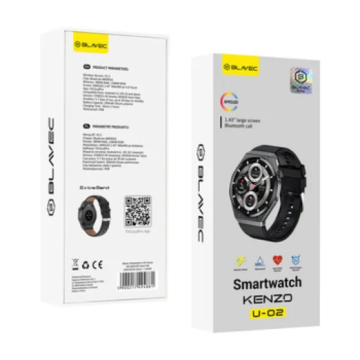 Blavec Smartwatch U-02 Kenzo HD AMOLED Hlasové volanie (SWU0-B) čierne + 1 remienok - 10