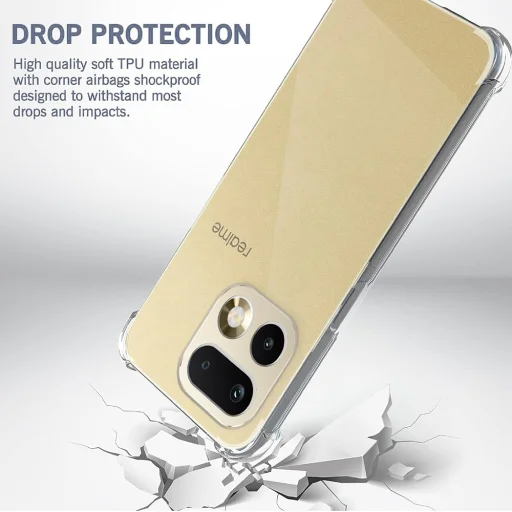 Techsuit - Nárazuvzdorný priehľadný silikón - Puzdro na Realme 16 Pro Plus - priehľadné - 5