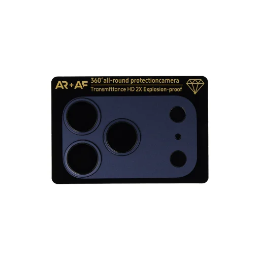 Tvrdené sklo a hliníkový kryt na šošovky fotoaparátu pre iPhone 17 Pro, tmavomodrá (kamerový ostrovček + mriežka) - 1