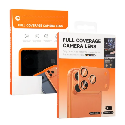 Tvrdené sklo a hliníkový kryt na šošovky fotoaparátu pre iPhone 17 Pro, tmavomodrá (kamerový ostrovček + mriežka) - 2