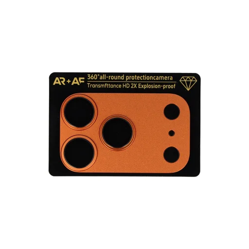 Tempered Glass hliníková kovová kompletná ochrana objektívu fotoaparátu pre iPhone 17 Pro kozmická oranžová (kamerový ostrovček + mriežka) ochranné sklo - 1