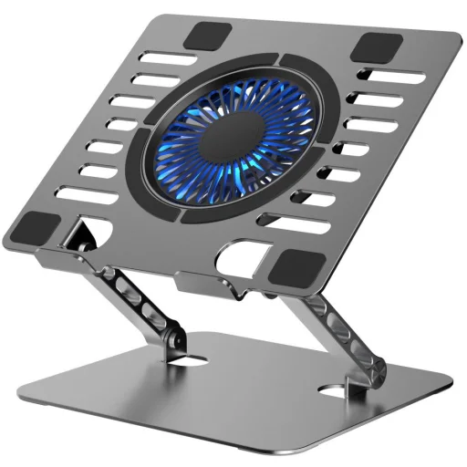 Nastaviteľná chladiaca podložka pod notebook ART P12 1 x USB A LED hliníková - 1