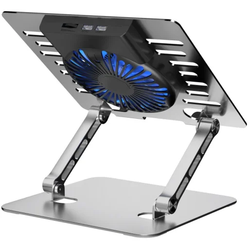 Nastaviteľná chladiaca podložka pod notebook ART P12 1 x USB A LED hliníková - 2
