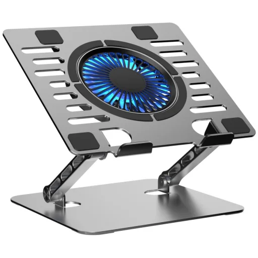 Nastaviteľná chladiaca podložka pod notebook ART P12 1 x USB A LED hliníková - 3