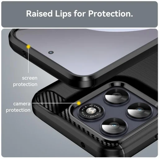 Techsuit - Carbon Silicone - Motorola Moto G77 - Čierne puzdro - 4