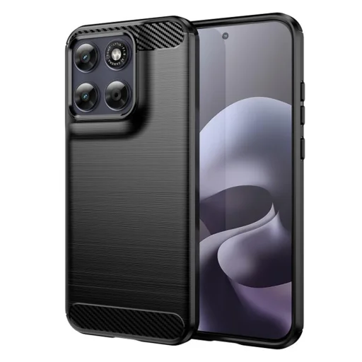 Techsuit - Carbon Silicone - Motorola Moto G77 - Čierne puzdro - 1