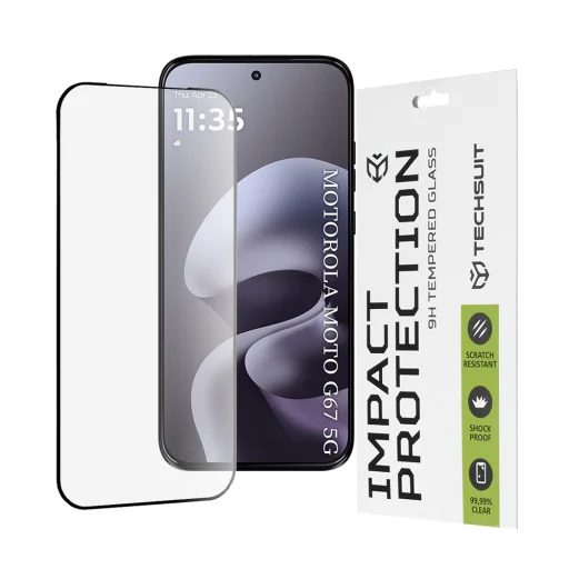 Techsuit - 111D Teljes Fedés / Teljes Ragasztás Úvegfólia - Motorola Moto G77 / G67 - Fekete üvegfólia üvegfólia - 1