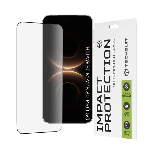 Techsuit - 111D Celoplošné / Celoplošne lepené sklo - Huawei Mate 80 Pro - Čierne tvrdené sklo tvrdené sklo - 1