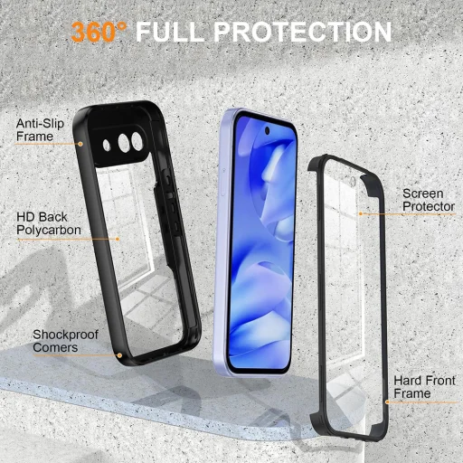 Techsuit - Séria ColorVerse 360 + Ochranné sklo - Google Pixel 10a - Čierne puzdro - 2