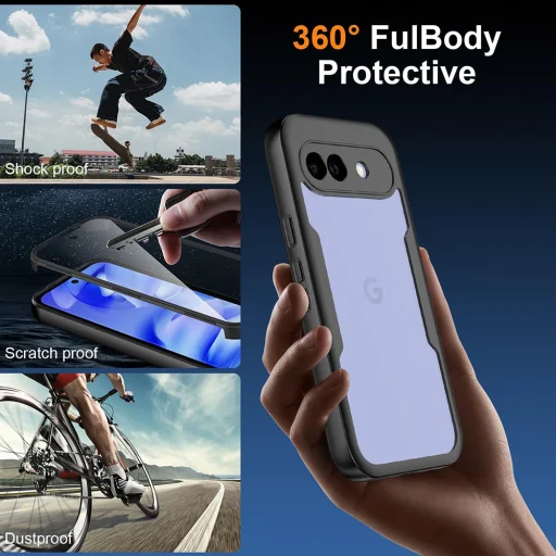 Techsuit - Séria ColorVerse 360 + Ochranné sklo - Google Pixel 10a - Čierne puzdro - 5