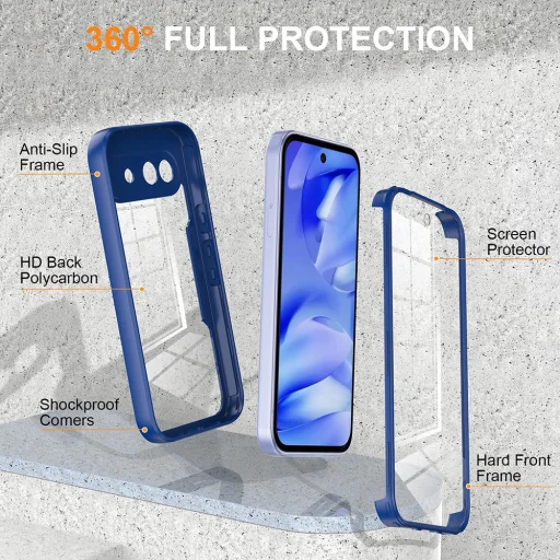 Techsuit - séria ColorVerse 360 + ochrana displeja - Google Pixel 10a - modré puzdro - 2