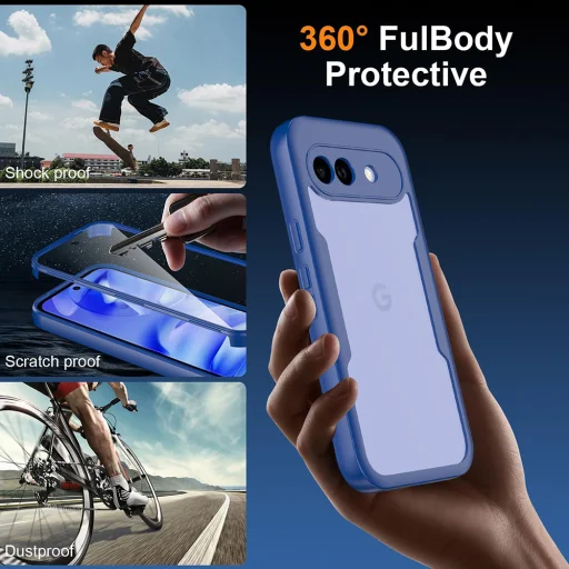 Techsuit - séria ColorVerse 360 + ochrana displeja - Google Pixel 10a - modré puzdro - 5